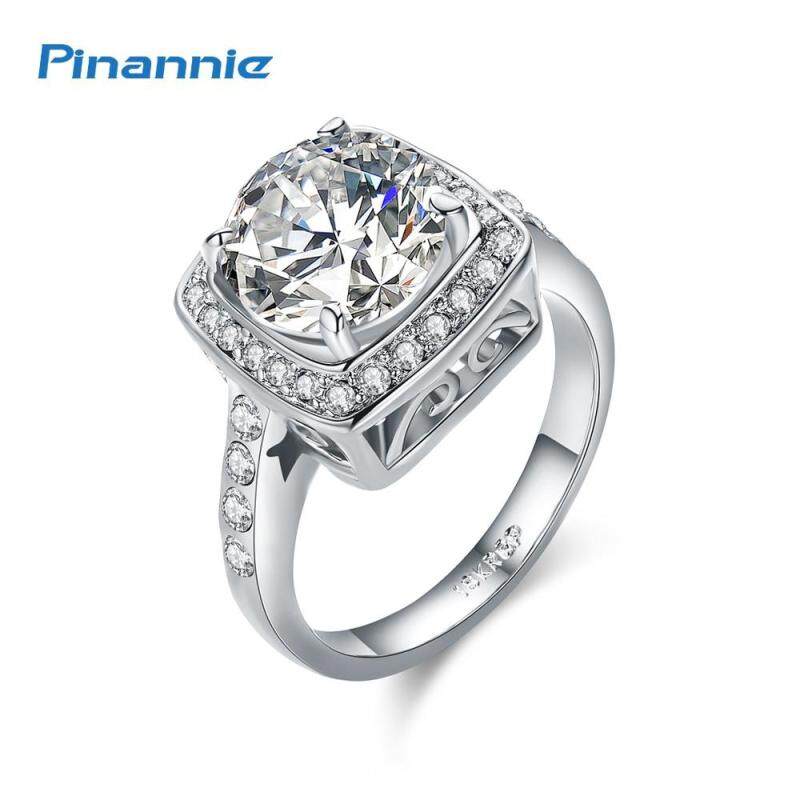 Pinannie Prong Setting Champagne Gold Color Wedding Rings Jewellery for Women