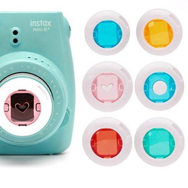 Filter Berwarna Lensa Close Up untuk Fujifilm Instax Mini 9 Instax Mini 7 S, Instax Mini 8 Kamera poloroid PIC 300 Instax Hellokitty Kamera (Merah/Lingkaran Biru/Kuning/Hijau/Pink Jantung) -6 Pack-Intl