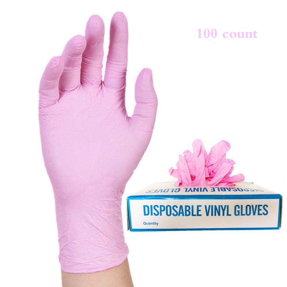 100 Pcs/box Sarung Tangan Nitril Bubuk Bebas Sarung Tangan Disposable Food Kelas Merah Muda Sarung Tangan, Bebas Lateks, Tidak Steril, nyaman Dispenser Bungkus-Internasional
