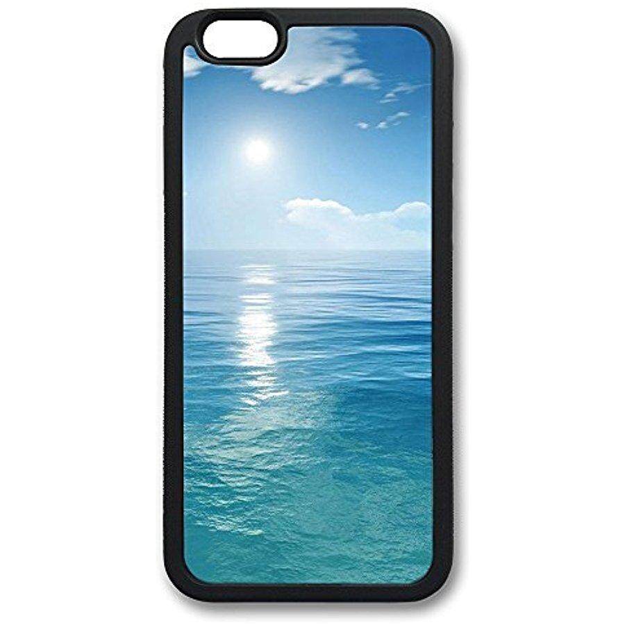 Baru DIY IP6 Plus Case Sunny Bening Laut Kaki Langit Lanskap Hitam TPU Sarung untuk iPhone 6 Plus (5.5 Inch) pola Warna-warni Case Perlindungan Maksimal IP6 Plus-Internasional