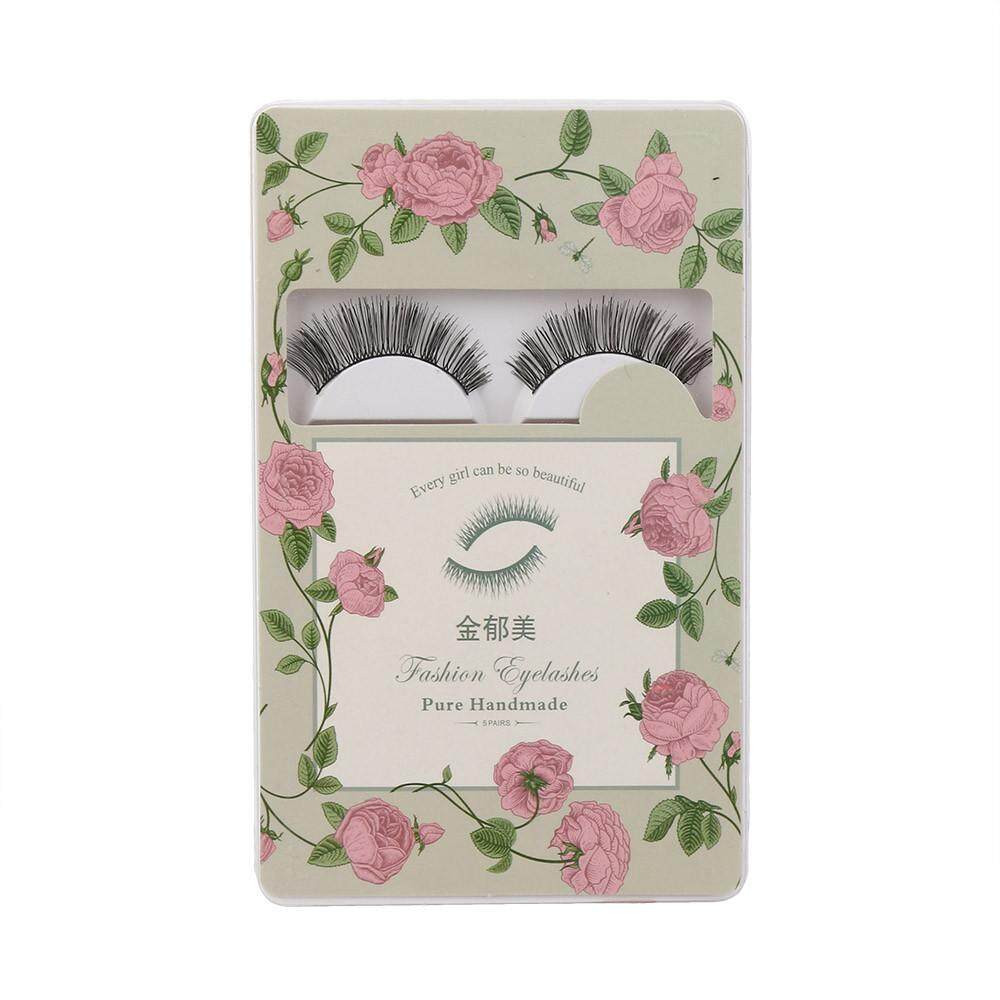 Jual Seksi Modis 5 Pasang Pesta Salib Panjang Tebal Bulu Mata Palsu Hitam Tali Palsu Mata Lashes Foxloom-Internasional
