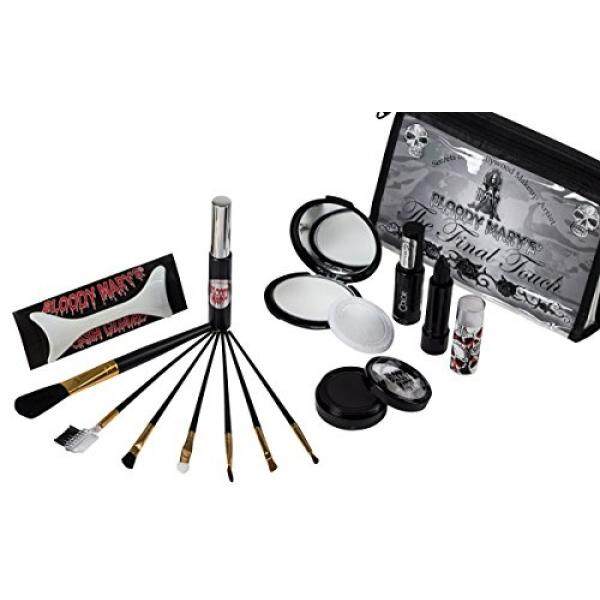 Gaya Gothic Sentuhan Akhir Riasan Perlengkapan Oleh Berdarah Mary-Kualitas Profesional Gelap Goth Melihat Persediaan Kosmetik Set-Hitam mascara, kuku Polandia, Eyeshadow, Bedak Wajah, Lipstik, Sikat-Kasus Ritsleting-Internasional
