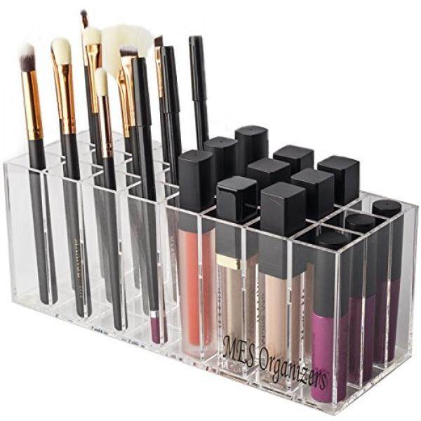 Acrylic Lip Gloss And Lipstick Organizer Holder – 24 Space Clear Cosmetic Storage Makeup Organizers For Counter For Lip Gloss / Tall Lipstick / Brushes / Eyebrow Pencil & Pen / Mascaras And Others - intl