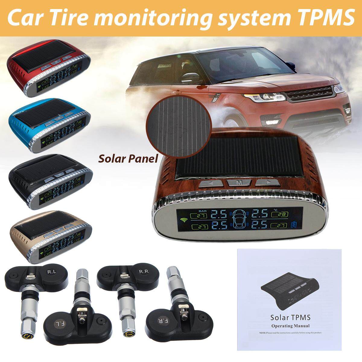 Car Tire Pressure LCD Monitoring System Wireless Solar With 4 External Sensor