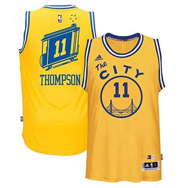 Dari Amerika Serikat Klay Thompson Emas State Pejuang NBA Adidas Pria Emas Kayu Keras Klasik Swingman Jersey-Internasional
