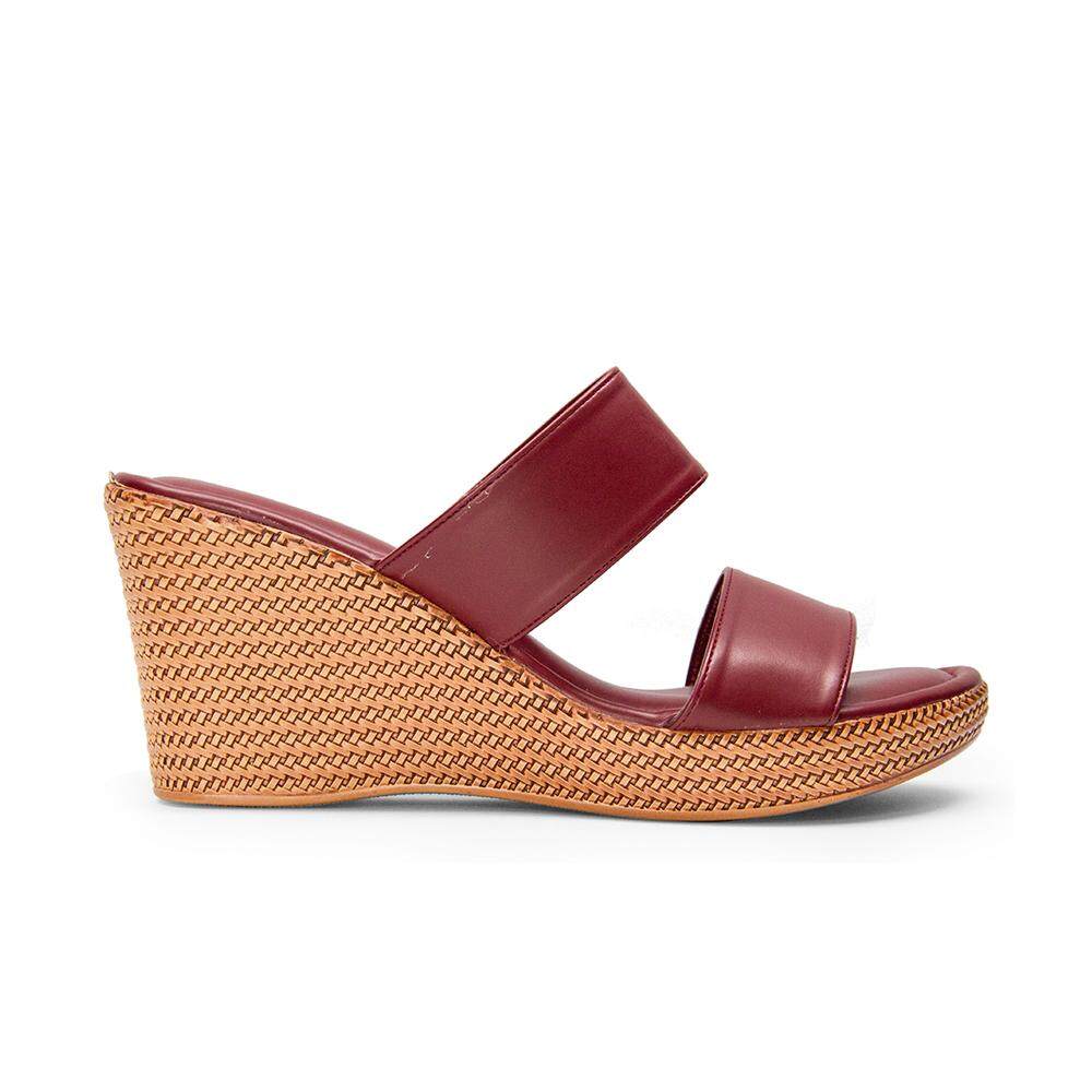 SEMBONIA Synthetic Leather Wedges (Maroon)