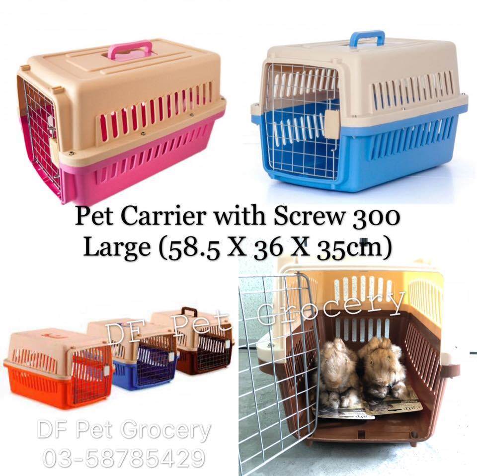 Pet Carrier With Screw 300 Large (58.5 X 36 X 35cm) For Heavy Dog , Cat &amp; Pets (Random Colour) 6073