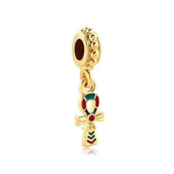 Lovelyjewelry Keberuntungan Pesona Mesir Ankh Silang Dangle Pengatur Jarak Manik untuk Gelang-Internasional