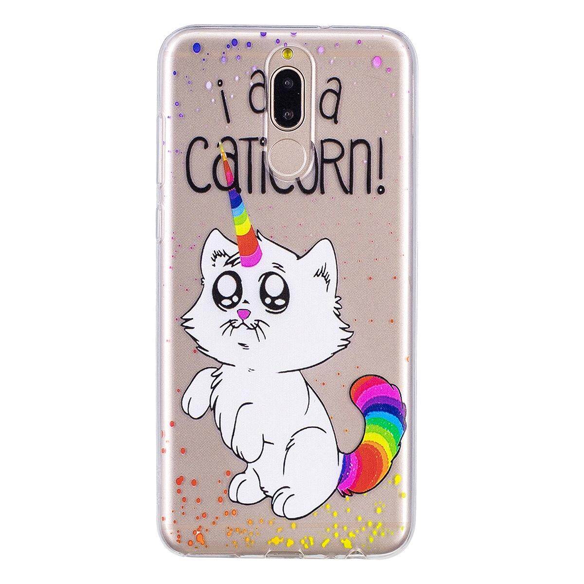 Lucu Pola Case Anda HUAWEI Mate 10 Lite Ultra Tipis Ramping Lembut TPU Penyerapan Guncang Bemper Transparan Sarung Pelangi Kucing -Internasional