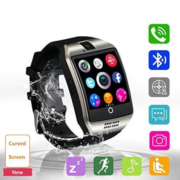 Pintar Jam Tangan, bluetooth Jam Tangan Pintar Sweatproof Ponsel Sim 2G GSM dengan Kamera Dukung Monitor Tidur Pesan Dorong Anti Hilang untuk Android HTC Sony Samsung LG Google dan iPhone Ponsel Pintar (Q18 Hitam) -Internasional