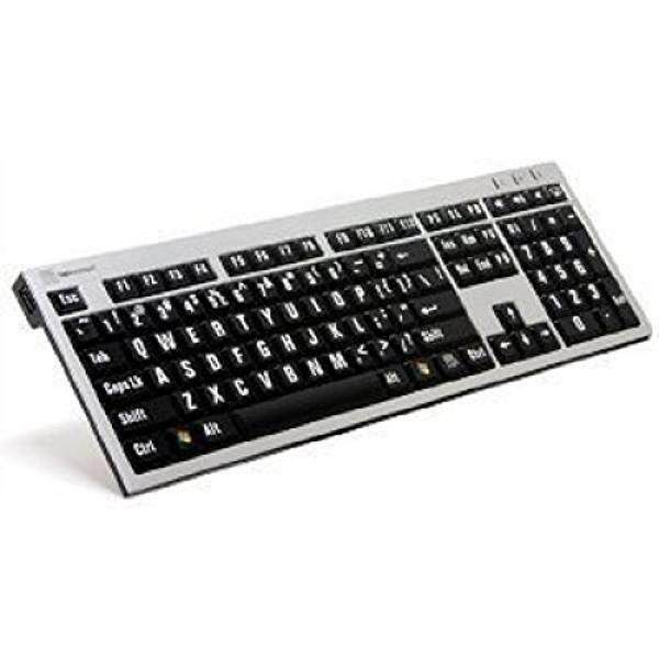 Logic Keyboard Komputer Cetak Besar USB Berkabel Keyboard Ramping untuk Kelemahan Secara Visual Huruf Putih Pada Tombol Hitam untuk PC-LKBU-LPRNTWB-AJPU-US -Internasional