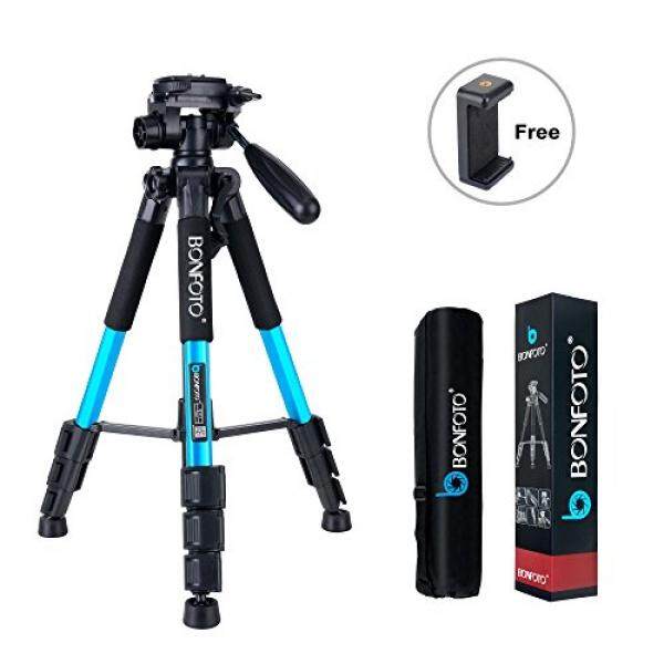 Bonfoto Q111 Kamera Tripod 55-Inci Kompak Ringan Perjalanan Tripod dengan Dudukan Penahan untuk YouTube Telepon Siaran Langsung live Chat Proyektor GoPro dan DSLR Canon EOS Nikon Sony Samsung-Internasional