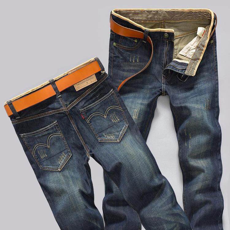 Pria Jeans Baru Modis Pria Kasual Jeans Ramping Lurus Elastisitas Tinggi Kaki Jeans Longgar Pinggang Celana Panjang Seksi Jual