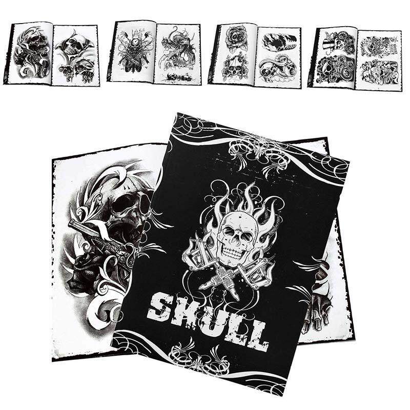 Traditional Tattoo Book Professional 76 Pages Skull Design Tattoo Art Supplies