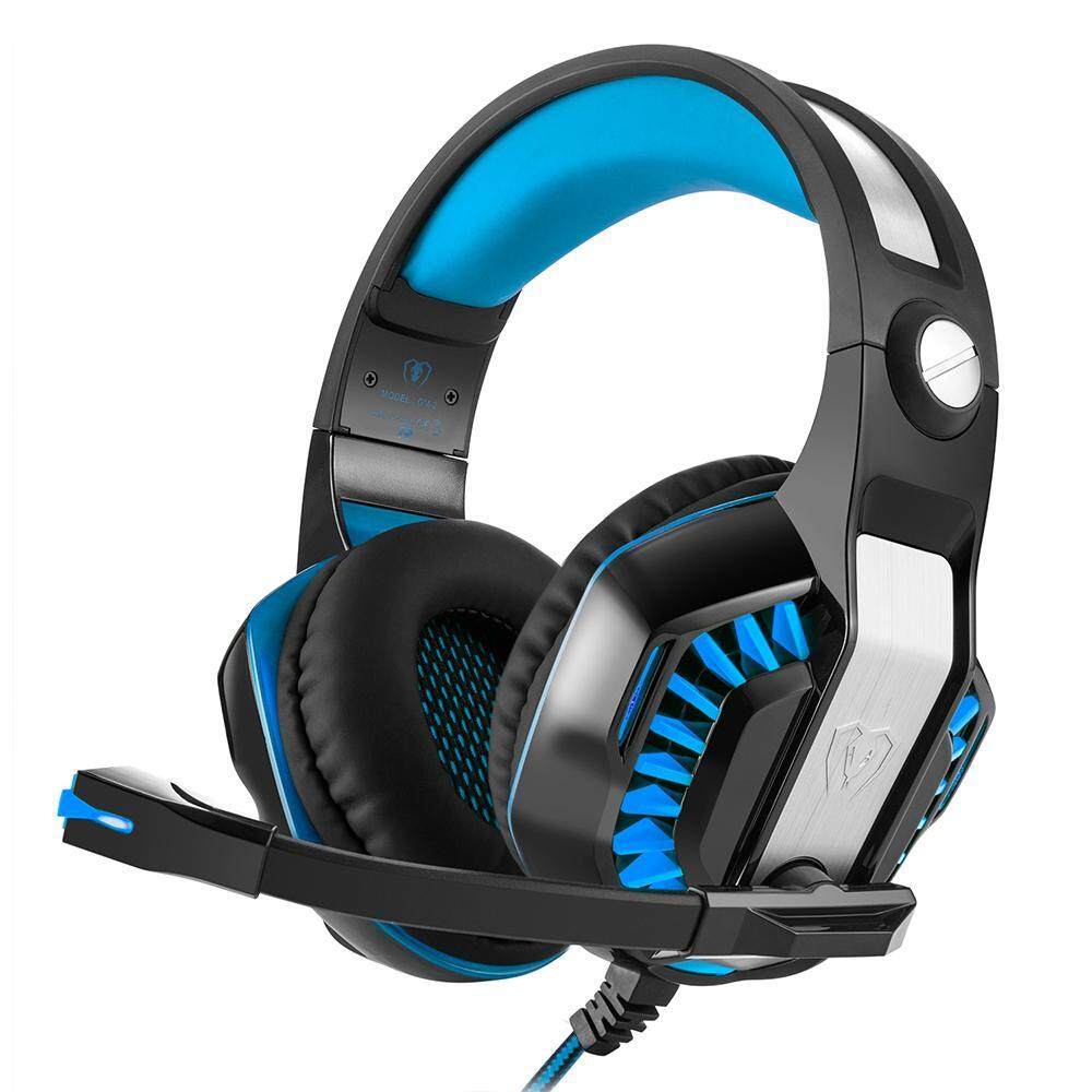Huazhong Kuat GM-2 Game Headset untuk PS4 Xbox Satu Laptop Buah Smartphone Tablet Ponsel (Hitam + Biru) -Internasional