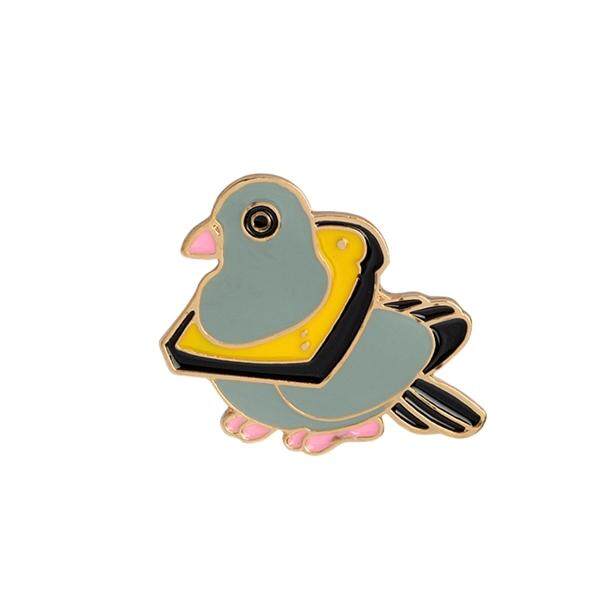 Kartun Cantik Kreatif Perhiasan Pigeon Bros Hewan Koleksi Pin Keras Enamel Fibula Tas Pakaian Dekorasi untuk Wanita Gadis Anak