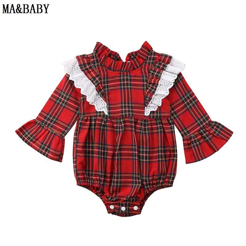 Baru Lahir Anak-anak Bayi Perempuan Renda Cek Jumpsuit Bodysuit Jumpsuit Pakaian (Jumpsuit)
