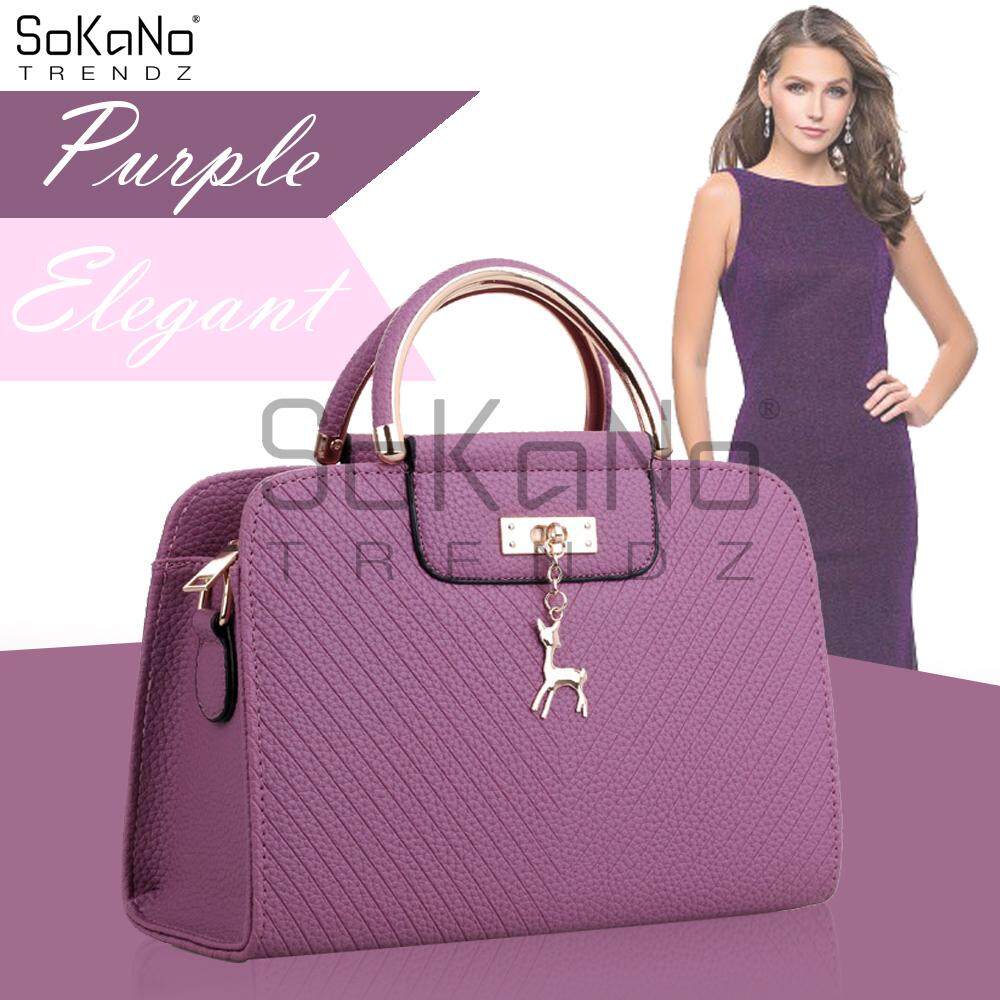 SoKaNo Trendz SKN626 Elegant Shoulder PU Leather Top Handle Tote Bag Sling Bag With Deer Charm Handbeg Wanit