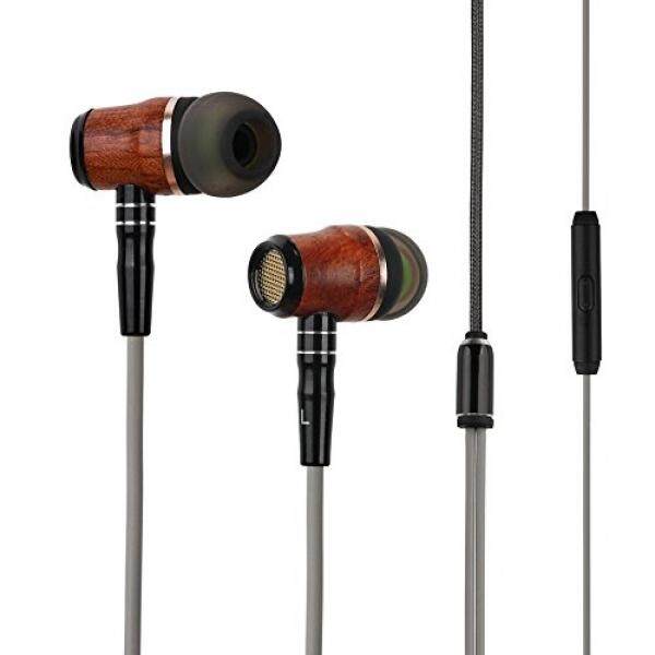 Wood Headphones Earbuds, Zermine Premium Genuine Wood In-ear Noise Cancelling Heavy Bass Earphones with Mic for iPhone iPad Samsung Android Cell Phones Tablets Laptop - intl