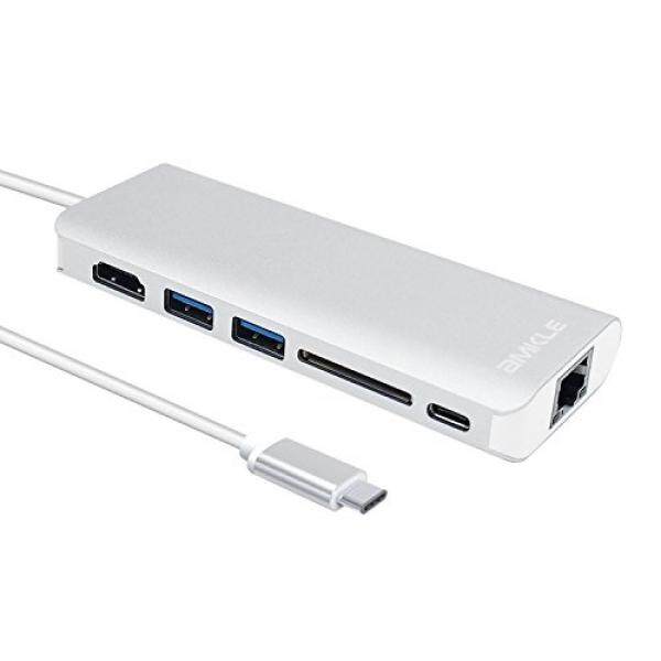 Amkle Usb Jenis C Hub, 3.1 Adaptor Multiport Hub dengan Port Pengisian Tipe C, Keluaran HDMI, kartu Pembaca, 2 USB 3.0 Port, Ethernet untuk MacBook Pro 2015/2016/2017, chromebook 2016 dan Perangkat USB C Lainnya-Internasional