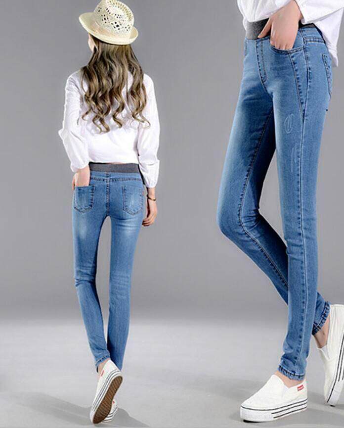 Korean Style Jeans Women Casual High Waist Elastic Denim Long Pencil Pants Lady Trousers August 2018 - 4 Korean Style Jeans Women Casual High Waist Elastic Denim Long Pencil Pants Lady Trousers - 4
