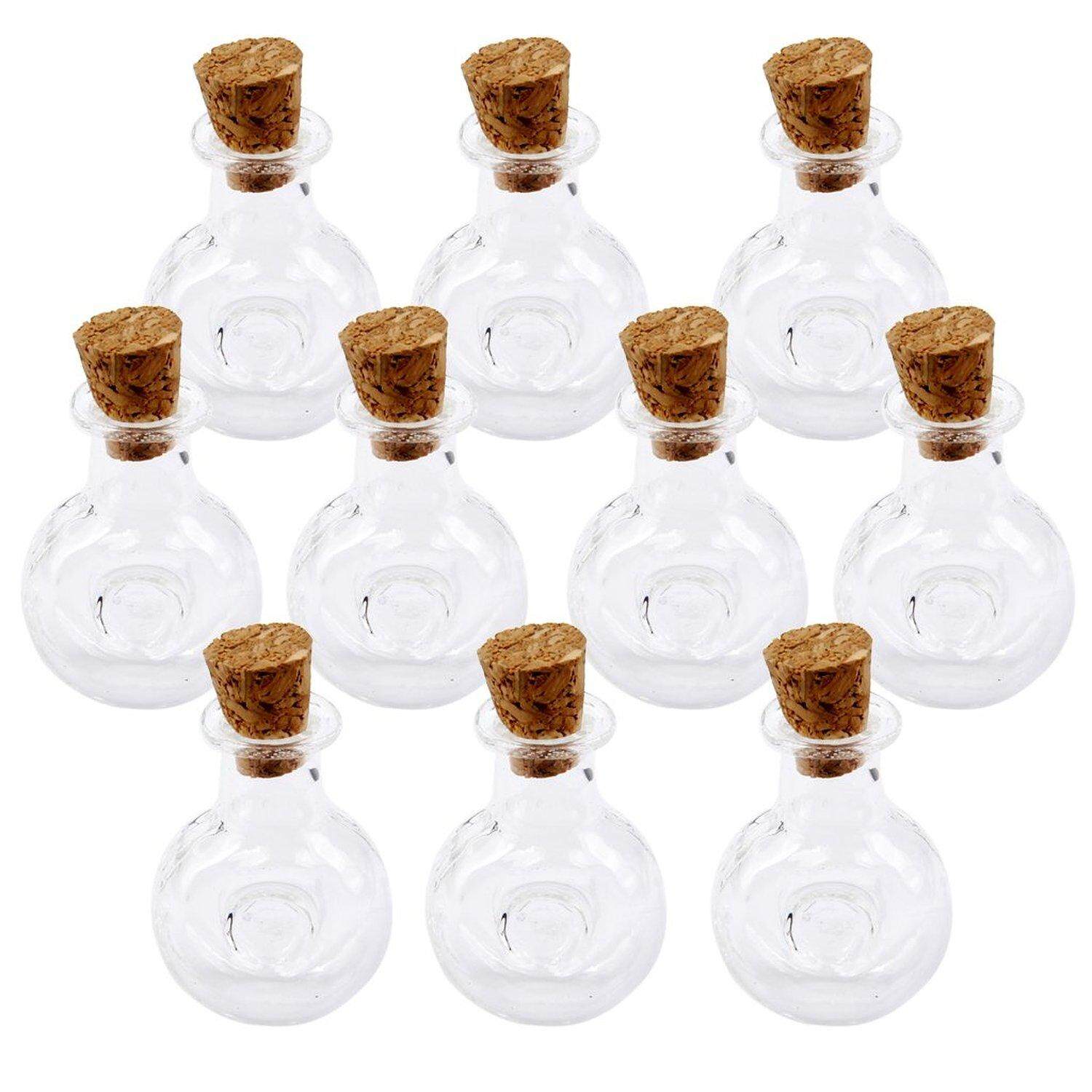 10 pcs Mini Wish Bottle oblate Glass Shape Cork Bottle