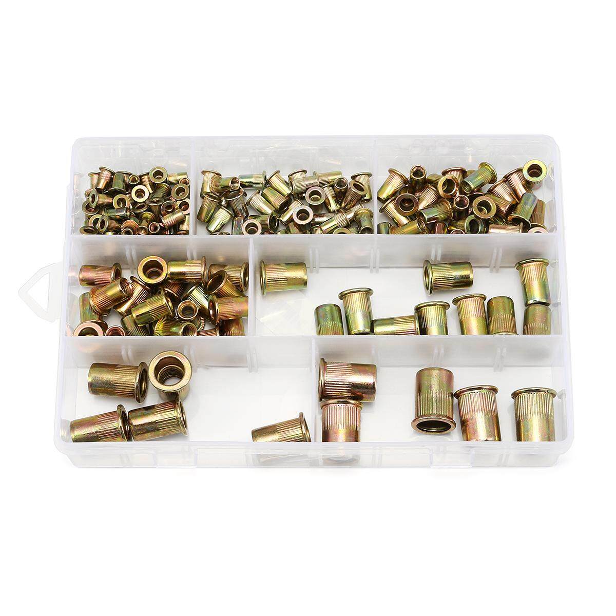 165pcs Rivet Nut Tool Kit Mixed Zinc Carbon Steel Threaded Rivnut Nutsert Insert 165pcs Rivet Nut Tool Kit Mixed Zinc Carbon Steel Threaded Rivnut Nutsert Insert