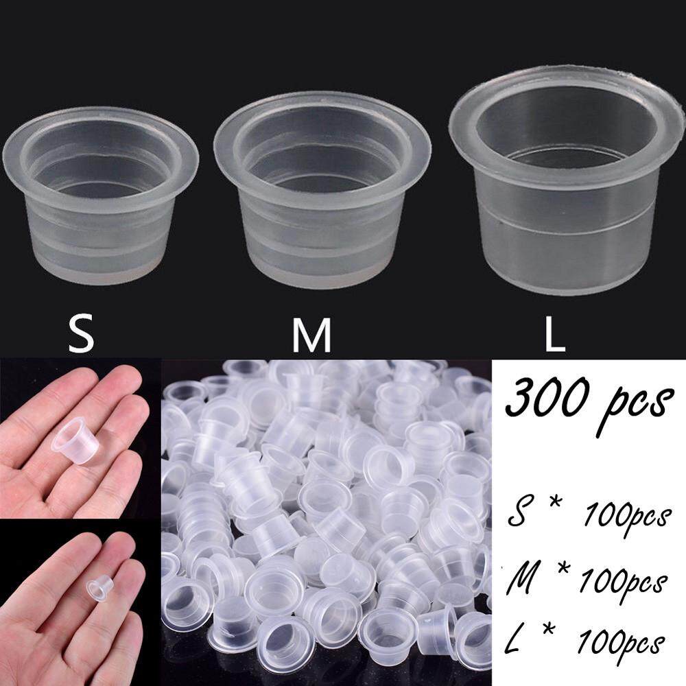 Jual Seksi Modis 300 Pcs Disposable Kecil Tinta Pigmen Topi Pemegang Piala Plastik Tato Perlengkapan A2 A3 Rowellshop-Internasional