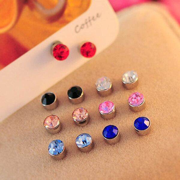 Lesa Magnet Anting-Anting Anting Putra Korea Modis Minimalis Tidak Pierced Berlian Telinga Klip Anting-Anting Anting-Anting Perhiasan Beberapa Pasang mahasiswa Pria Wanita Anting-Anting Putih Sepasang (Pasangan Merah Muda) -Internasional