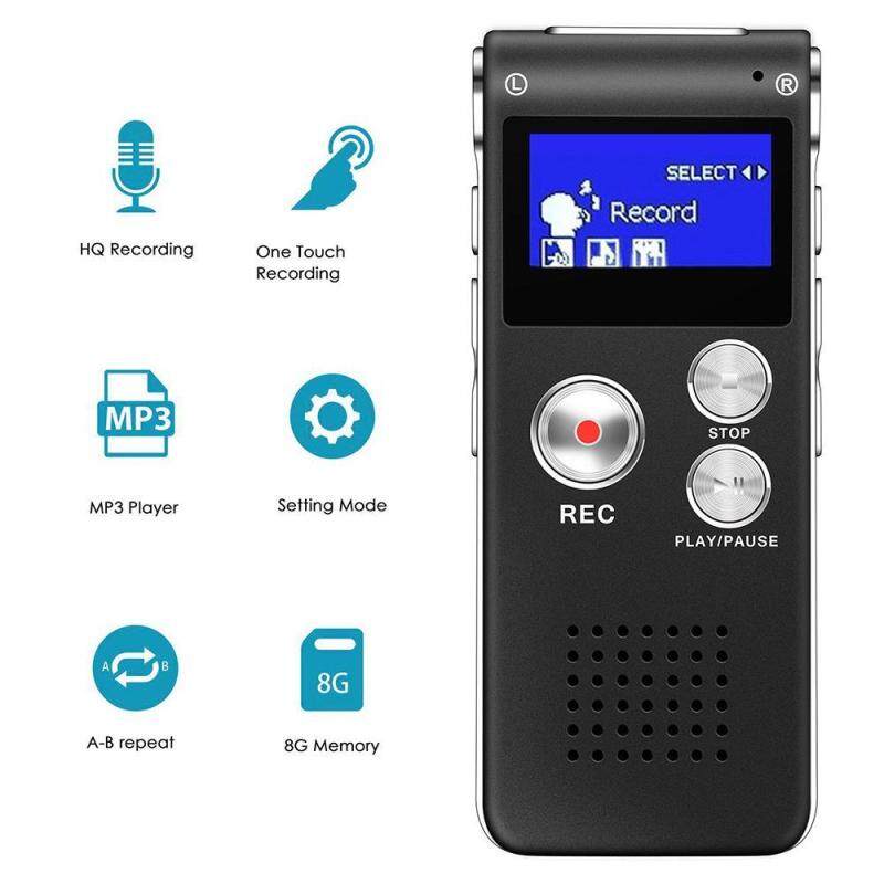 niceEshop Digital Voice Recorder 8G Dictaphone Sound Recorder,Portable Rechargeable HD Audio Recorder,MP3 Player/A-B Repeat/One Touch Recording,Voice Recorders for Lectures/Meetings/Interviews/Class - intl Singapore
