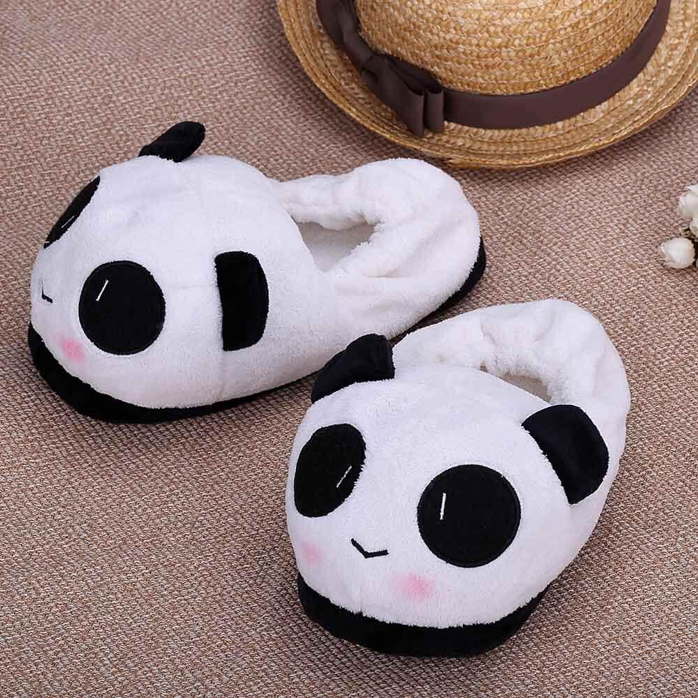 Anself Indoor Novelty Slipper for Lovers Winter Warm Slippers Lovely Cartoon Panda Face Soft Plush Household Thermal Shoes 26cm / 10.24in - intl