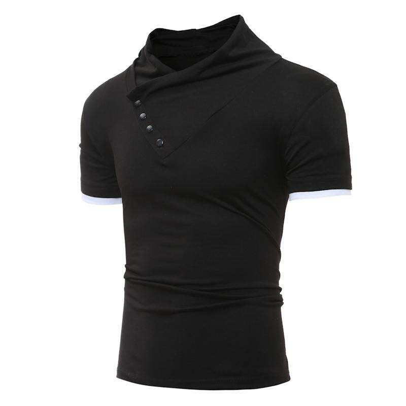 INCERUN Mens Casual Slim Fit Summer Short Sleeve High Neck T Shirt Tee Top S-5XL Black August 2018 - 2 INCERUN Mens Casual Slim Fit Summer Short Sleeve High Neck T Shirt Tee Top S-5XL Black - 2