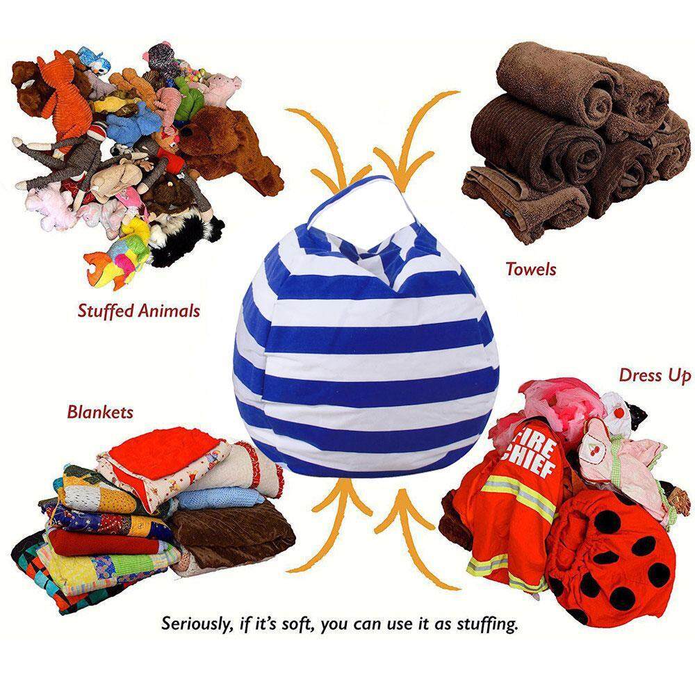 Womdee EXTRA LARGE Stuff n Sit - Stuffed Animal Storage Bean Bag Pouf -Multi-functional Childrens Plush Toys Receive Bags.(S,41 Cm ) - intl