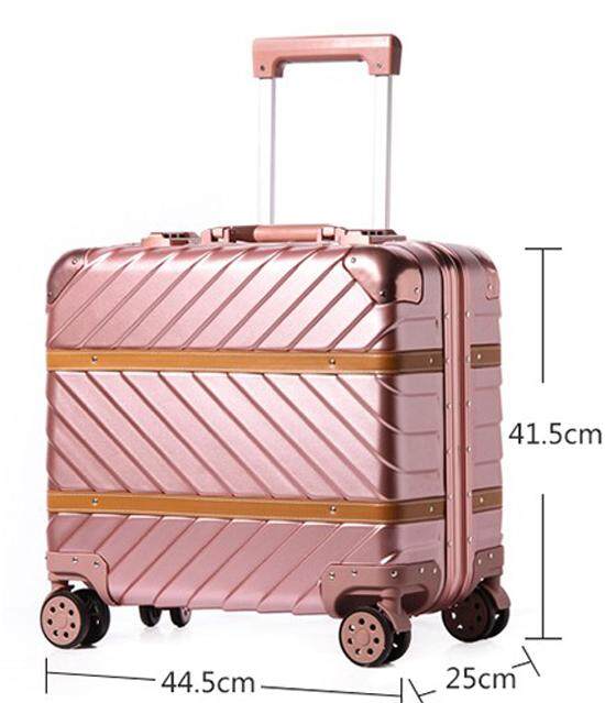 Aluminum Frame Trolley Case Retro Suitcase 18 Luggage Lock Box Business Boarding Box 44.5*25*41.5cm August 2018 - 2 Aluminum Frame Trolley Case Retro Suitcase 18 Luggage Lock Box Business Boarding Box 44.5*25*41.5cm - 2
