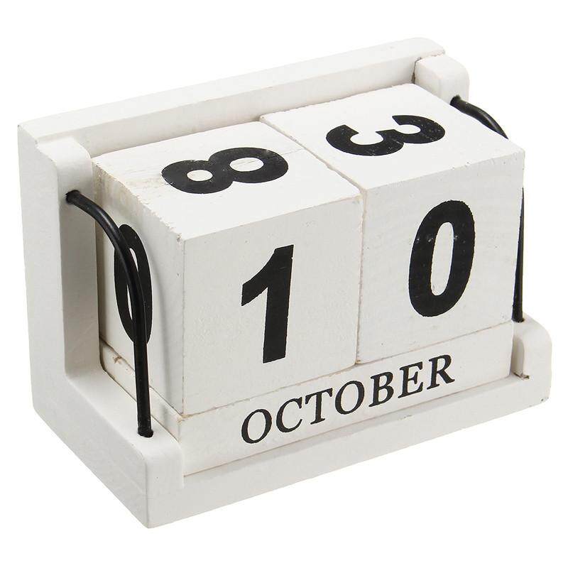 Wall Stickers For Decals S Brands Review In Retro White Wooden Perpetual Calendar Manual Wood Block Small Desk Office Decor
