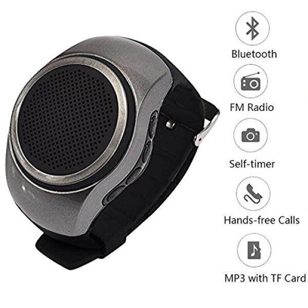 Portable Speaker Watch Sport Jam Tangan Musik Bluetooth Mini Speaker dengan FM Radio Selfie Mp3 Music Player Speaker Yang Mudah Dipakai untuk Ponsel Android Samsung Galaxy S8 S7 s6 S5 Huawei Nexus HTC Pria Wanita Anak-Internasional