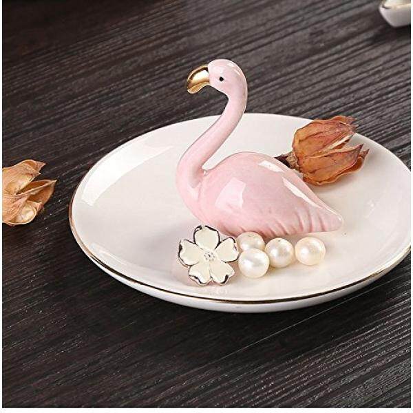 Ceramic Flamingos Jewelry Display Holder with White Tray for Rings Bracelets Earrings Necklace Collection, Sold by Chris.W