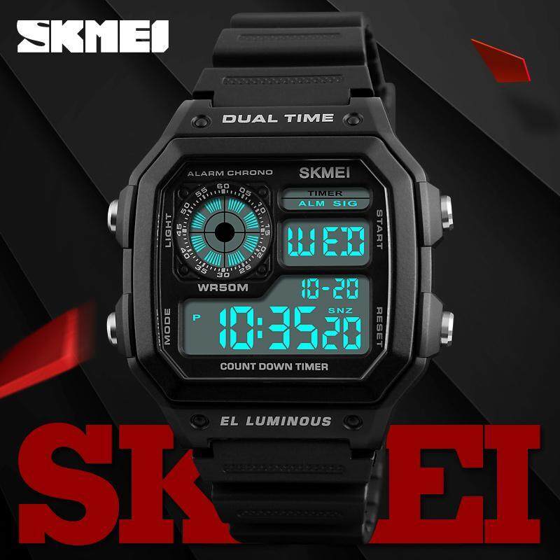 SKMEI Men Sports Watches Digital Outdoor Watches LED Electronic Dual Display Waterproof Wristwatches Jam tangan lelaki 1299 Malaysia