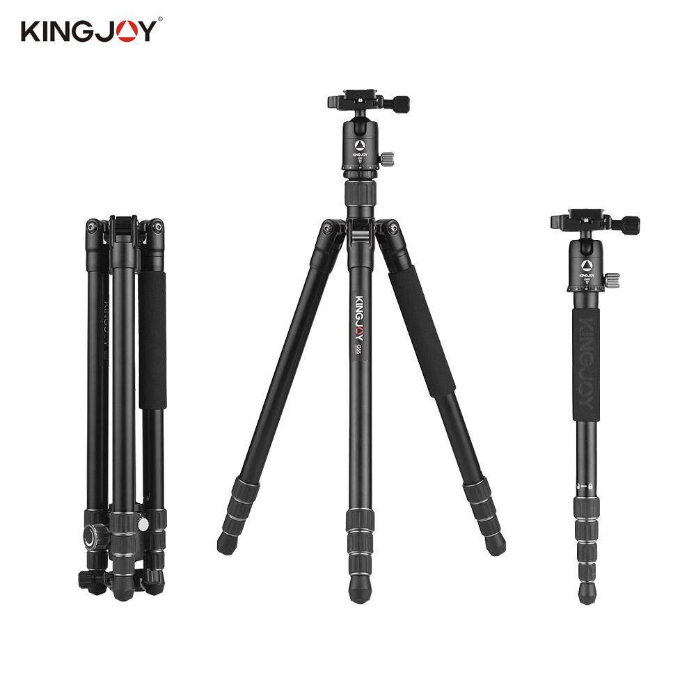 Kingjoy G55 + G0 Aluminium Aloi 4 Bagian Tripod Bepergian Monopod Pasangan dengan Panorama Kepala Bola Kunci Putar Desain untuk Nikon Sony Canon Kamera DSLR Max. tinggi 155.5 Cm Max. beban 10Kg-Intl