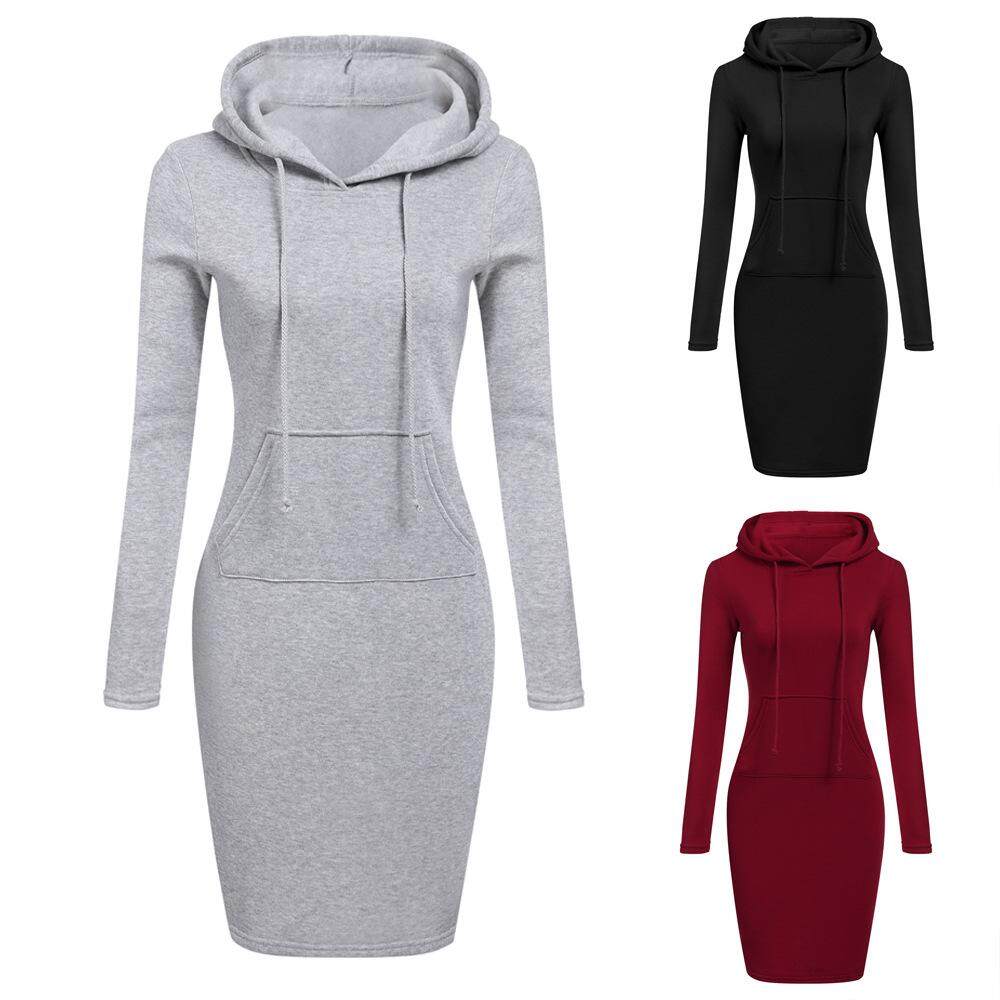 Miorie Long Sleeve Shirt Dress With Hoodie