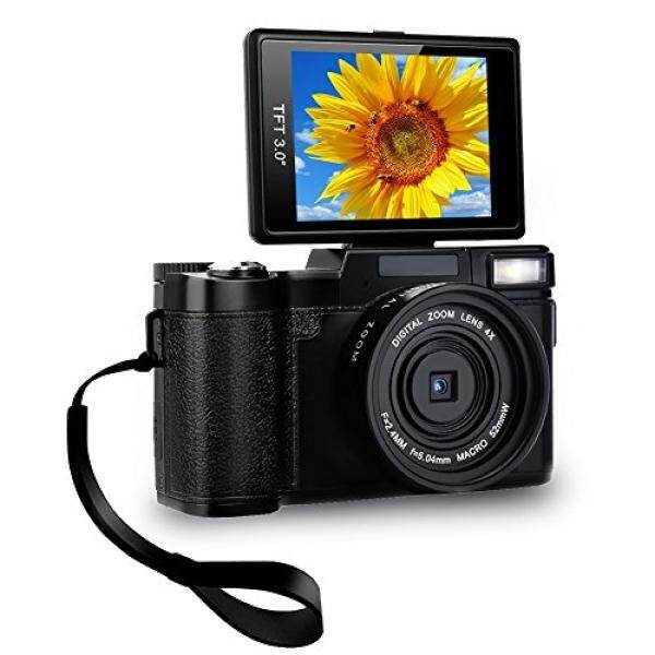 Kamera Digital Camcorder Full HD Kamera Video 1080 P 24.0MP Kamera Vlogging Flip Layar 180 Derajat Rotasi dengan Strap Pergelangan Tangan-Intl
