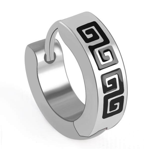 Ostin Ting Luar Biasa Eropa dan Amerika Titanium Baja Pria Anting-Anting Tunggal Jepang dan Korea Selatan Hipster Anting-Anting Wanita Rivet Anting-Anting jalanan Anting-Anting Berbentuk Naga Harga Tunggal (Besar Dinding Pola Baja Section) -Internasional
