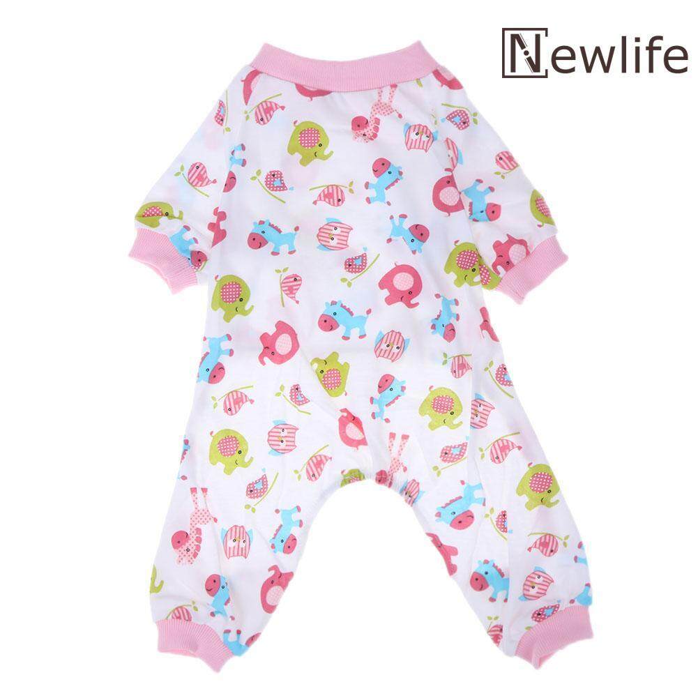 Pet Dog Cotton Pajamas Printed Warm Jumpsuit Sleep Coats Pet Clothes(pink)-Small By Newlifestyle.