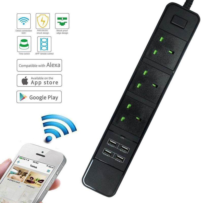 moob Smart WiFi Power Strip Surge Protector,AOZBZ Smart 3 AC Outlets 2 USB Ports For Multi Outlets Power Socket Plug , Individual Control, Timing Function,5.5ft Cord - intl