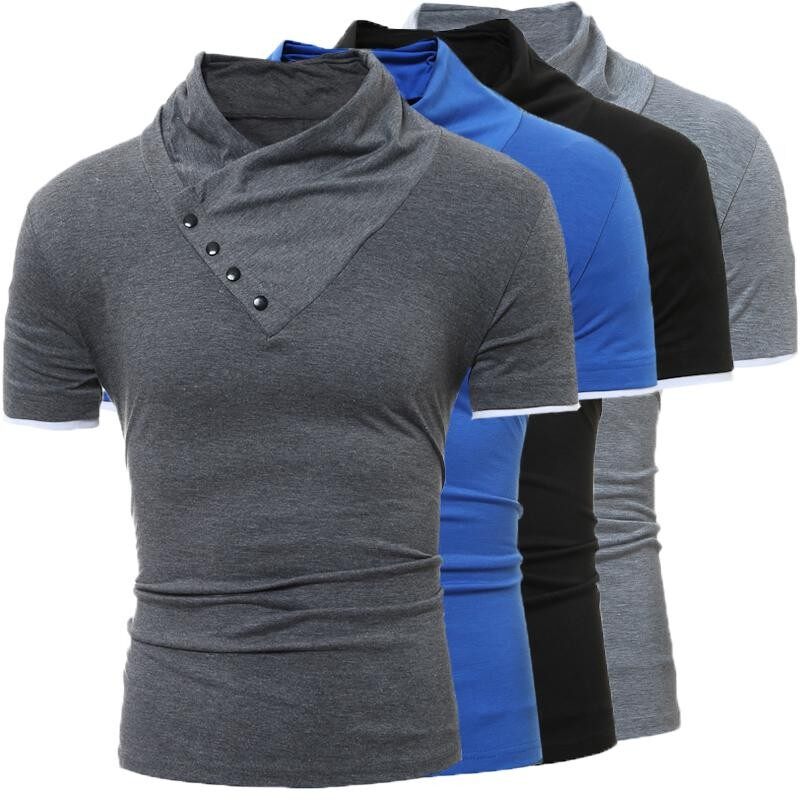 INCERUN Mens Casual Slim Fit Summer Short Sleeve High Neck T Shirt Tee Top S-5XL Black August 2018 - 5 INCERUN Mens Casual Slim Fit Summer Short Sleeve High Neck T Shirt Tee Top S-5XL Black - 5