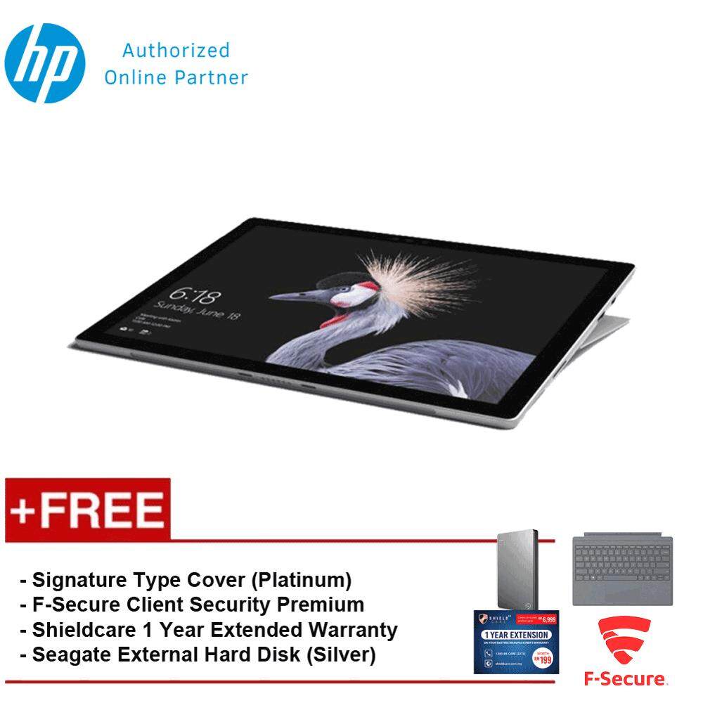 NEW Microsoft Surface Pro - Core i5 8G/256GB Free Surface Pro Type Cover (Platinum) + Shieldcare 1 Year Extended Warranty + F-Secure EndPoint Protection + Seagate 1TB External Hard Disk(Silver) Malaysia