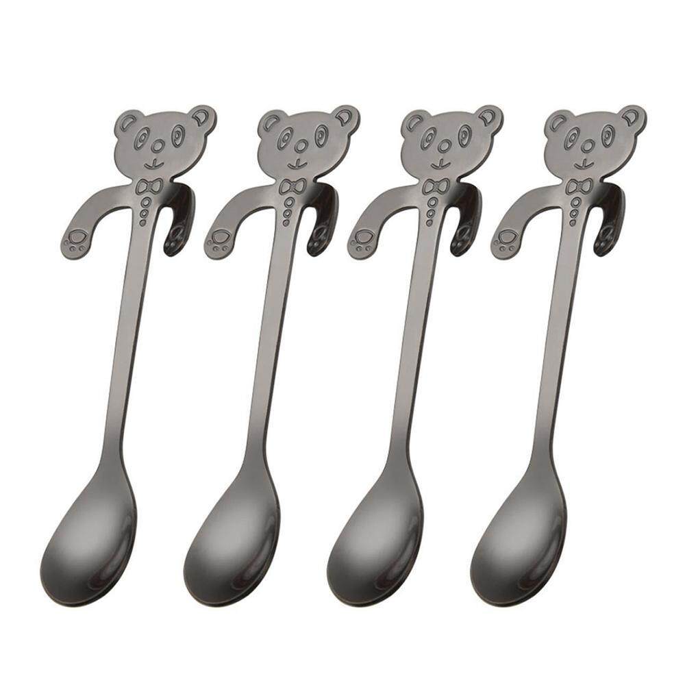 Chongqing 4 Pcs/set Anti Karat Lucu Creative Beruang Sendok untuk Teh Kopi Dessert Drink Mixing Milk Shake Sendok-Internasional