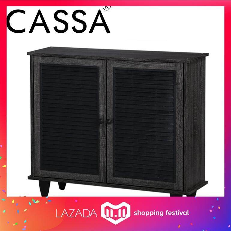 Cassa Simple 2 Door Shoes Cabinet (S.Oaxk/Sanoma Black)