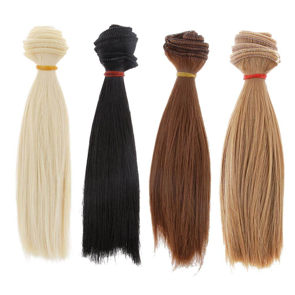 Bolehdeals 4 Pieces 15X100 CM DIY Teguran Rambut Lurus untuk BJD Sd Barbie Boneka Perbaikan-Internasional