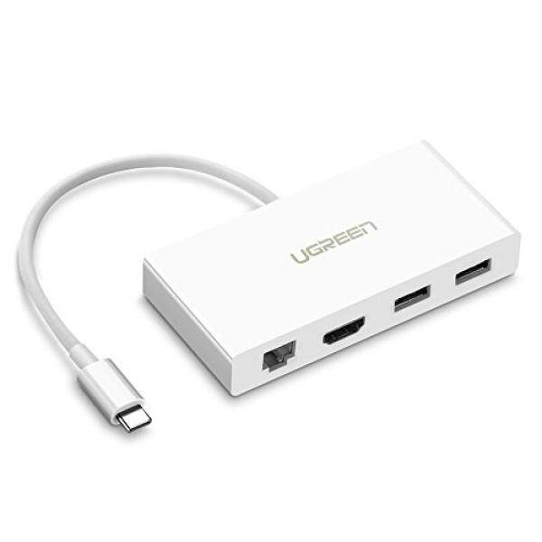 Ale Ugreen Usb C Adaptor USB 3.1 Tipe C Anda HDMI Adaptor Ethernet With 2 Port Usb 3.0 Hub 5 gbps To MacBook Baru, macBook Pro, Chromebook Piksel, Dell XPS, MateBook atau Usb C Lainnya Laptop Buah-Internasional